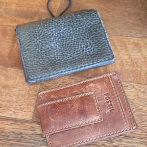 Fossil Brown and Gray Leather Money Clip